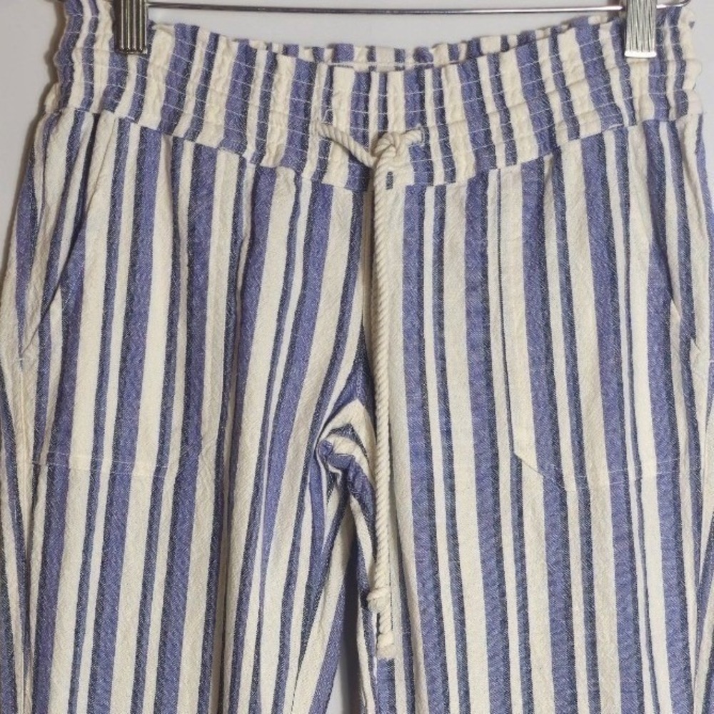 Roxy Oceanside Beach Pants Womens XS Blue White Striped Flared Leg Low Rise - Picture 3 of 12